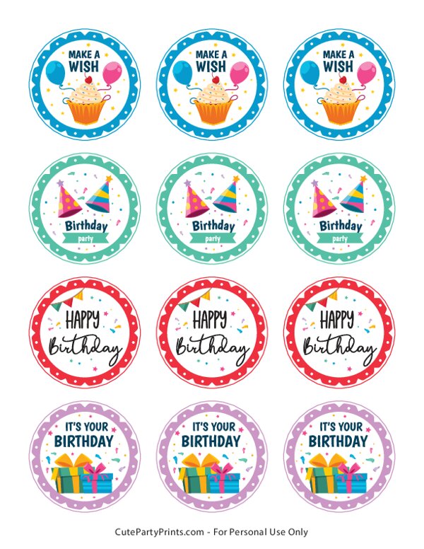 Free Printable Happy Birthday Cupcake Toppers