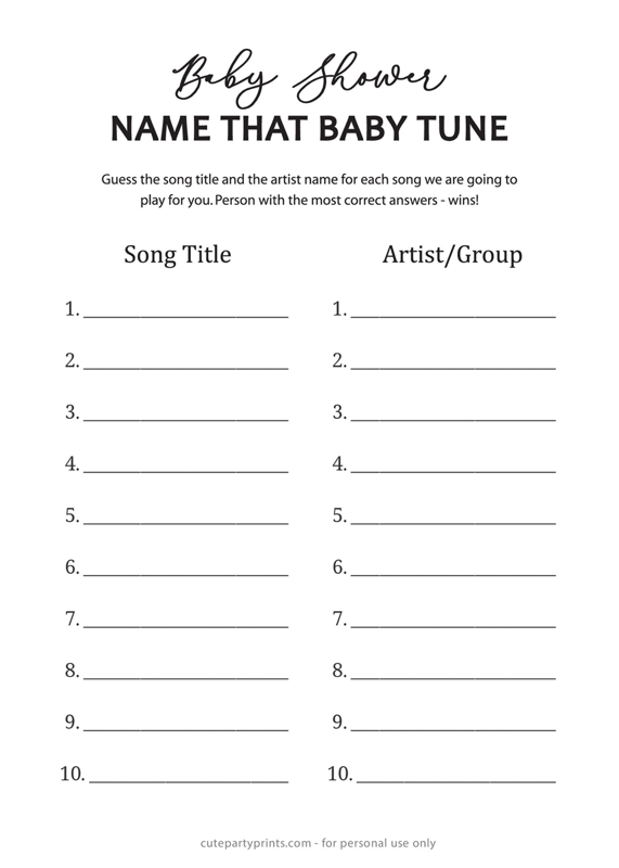 Name That Baby Tune Baby Shower Game