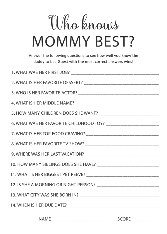 free printable baby shower games who knows mommy the best