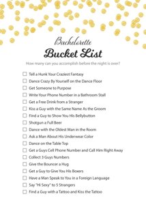 Bachelorette Bucket List - Gold Polka Dots