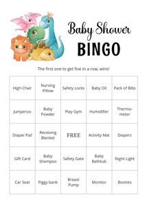 Dinosaurs Baby Bingo | 60 Prefilled Cards 