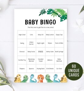 Baby Dinosaurs Bingo | 60 Prefilled Cards 