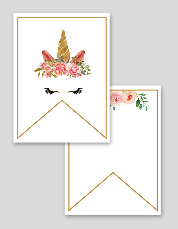 Printable Gold Unicorn Banner