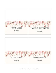 Beige Floral Name Card Template