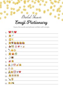 Bridal Emoji Pictionary Game - Gold Dots