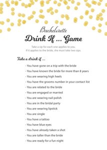 Bachelorette Drink If Game - Gold Dots