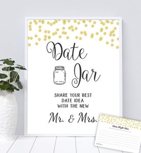 Date Night Jar Table Sign - Gold Dots