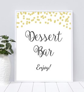 Desert Bar Table Sign - Gold Dots