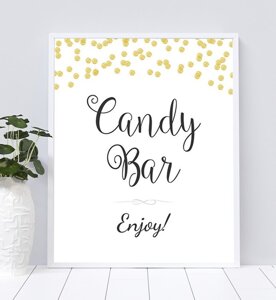 Candy Bar Table Sign - Gold Dots