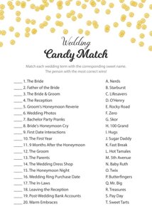 Wedding Candy Match - Gold Dots