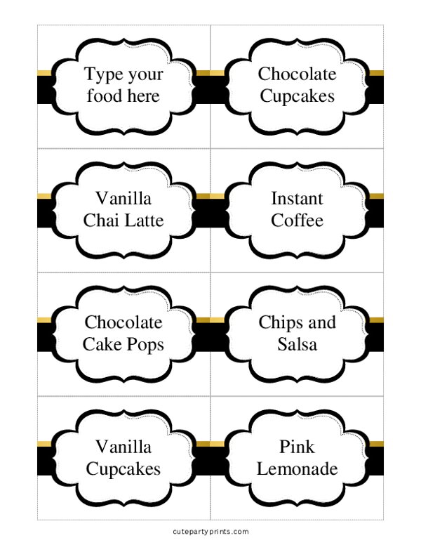 Black Gold Stripe Food Labels