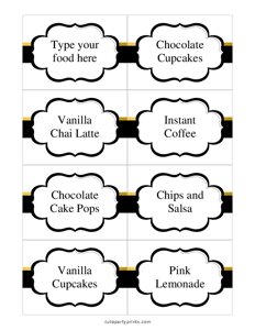 Editable Black Gold Stripe Food Labels