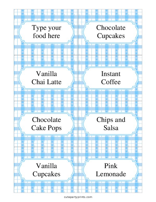 Blue Food Labels Template