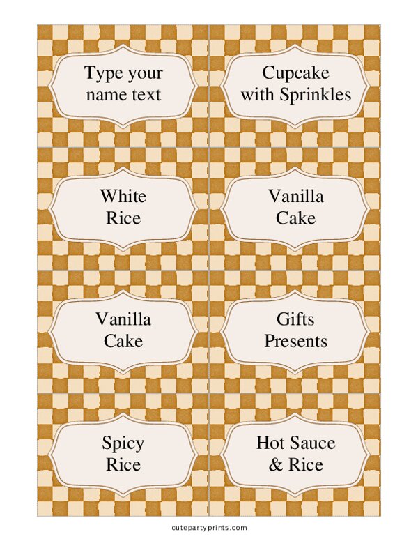 Editable Brown Checkered Food Labels