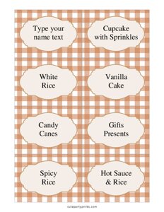 Editable Brown Plaid Food Labels