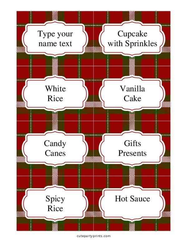 Buffalo Plaid Food Labels