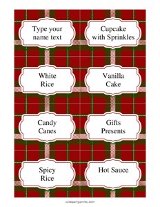 Editable Buffalo Plaid Food Labels