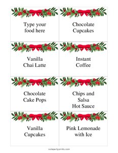 Editable Christmas Food Labels