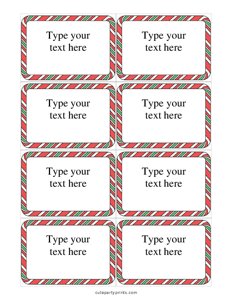 Editable Candy Cane Food Labels