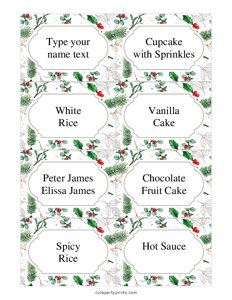 Christmas Decor Food Labels