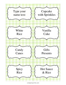 Editable Green Checkered Food Labels