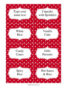 Editable Red Polka Dots Food Labels