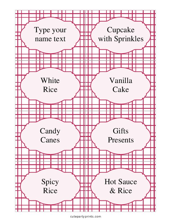 Editable Red Food Labels