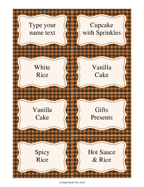 Editable Thanksgiving Food Labels