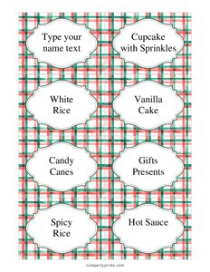 Editable Plaid Red & Green Food Labels