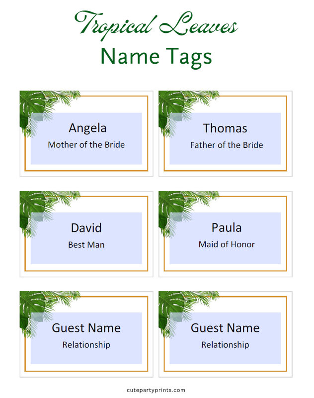 Tropical Name Tags (Editable)