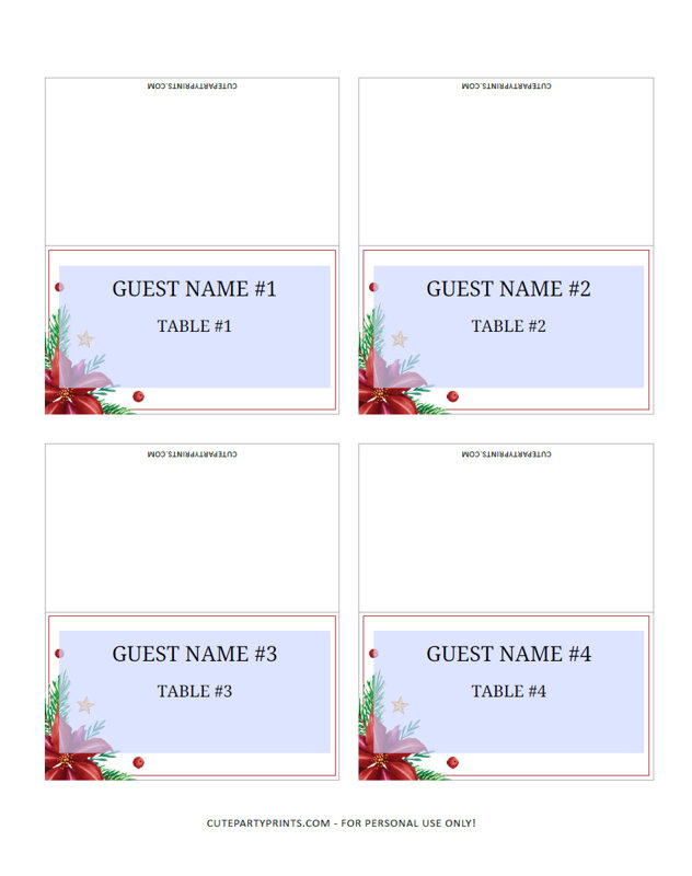 Christmas Party Place Cards Template (Editable)