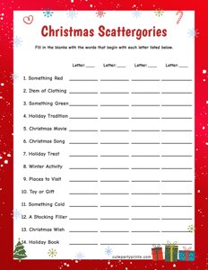 Christmas Scattergories