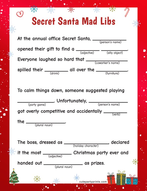 Christmas Mad Libs for Adults