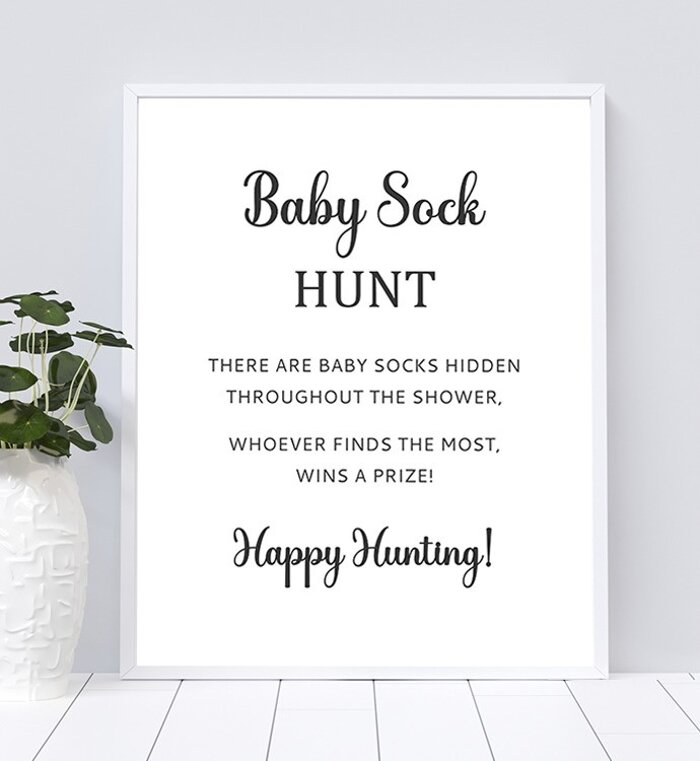 Baby Sock Hunt Sign Game