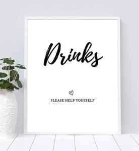 Drinks Please Help Yourself Table Sign