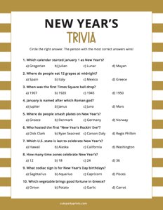 New Years Trivia Questions