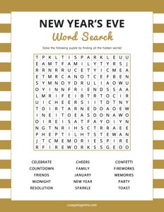 New Years Eve Word Search