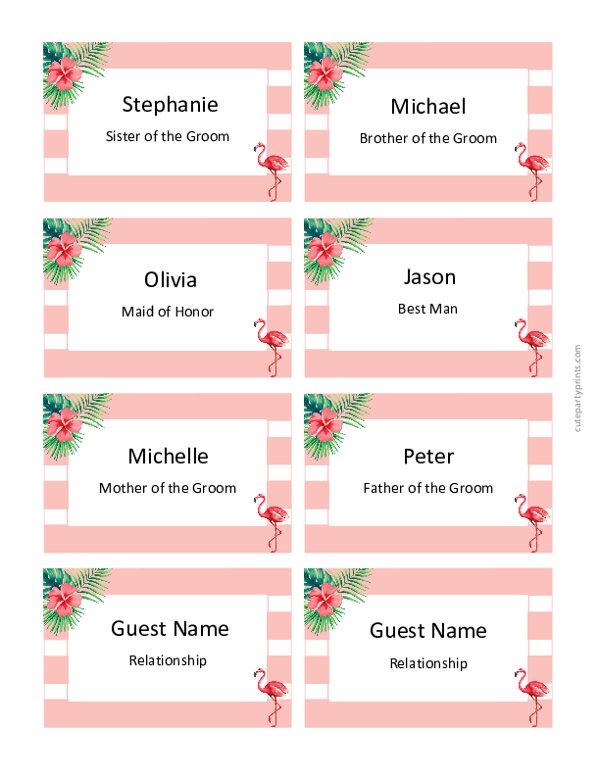 Tropical Flamingo Name Tags (Editable)