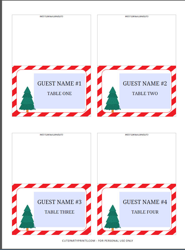 Christmas Tree Place Cards (Editable)