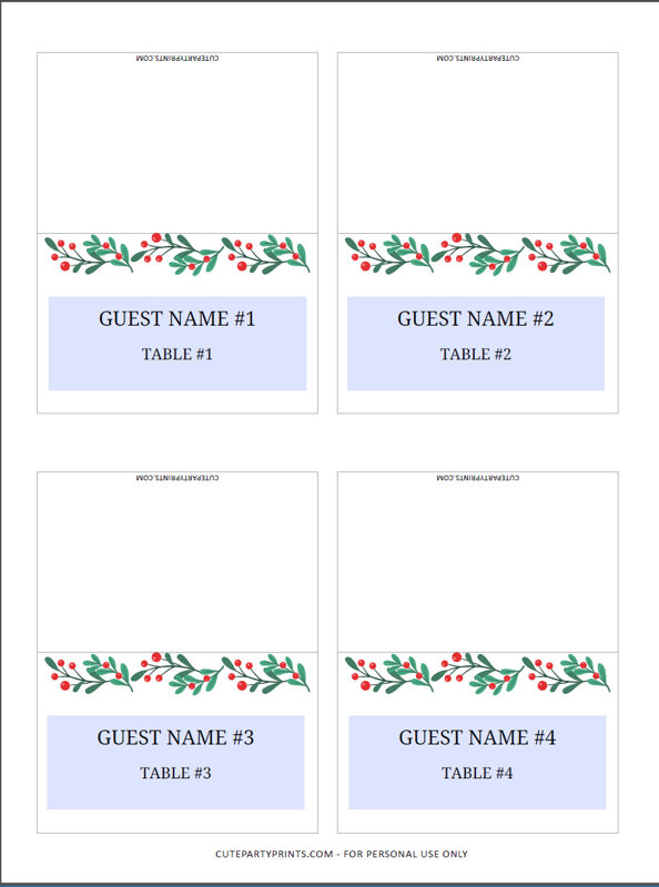 Christmas Dinner Place Cards Template (Editable)