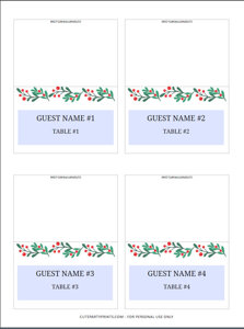 Christmas Dinner Place Cards Template (Editable)