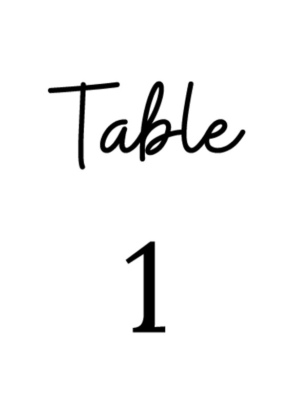 Wedding Table Numbers (1-50)