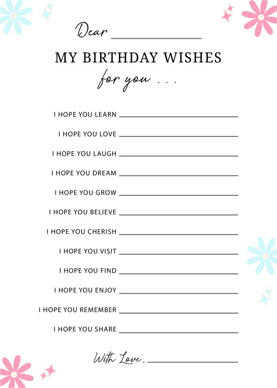 Birthday Wishes Card