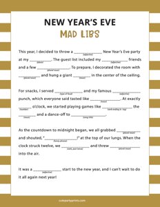 New Years Eve Mad Libs