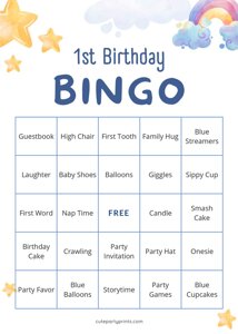 1st Birthday Bingo - Blue