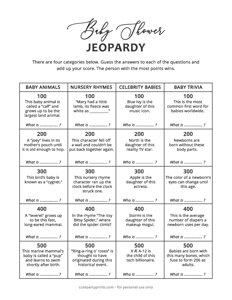 Baby Shower Jeopardy