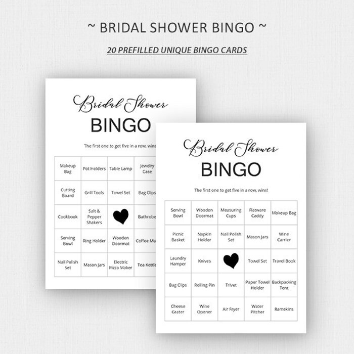 Bridal Shower Bingo Cards