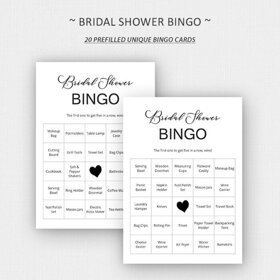 Bridal Shower Bingo Cards