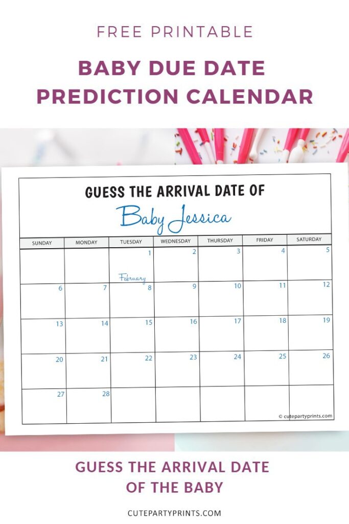 Guess The Due Date Calendar 